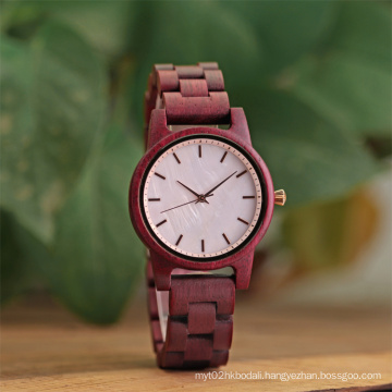 OEM Custom wood watch women wooden wrist watch analog quartz lady wristwatch